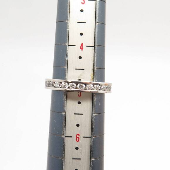 925 Sterling Silver Pave C Z All Around Eternity Band Ring Size 5 - Picture 7 of 7